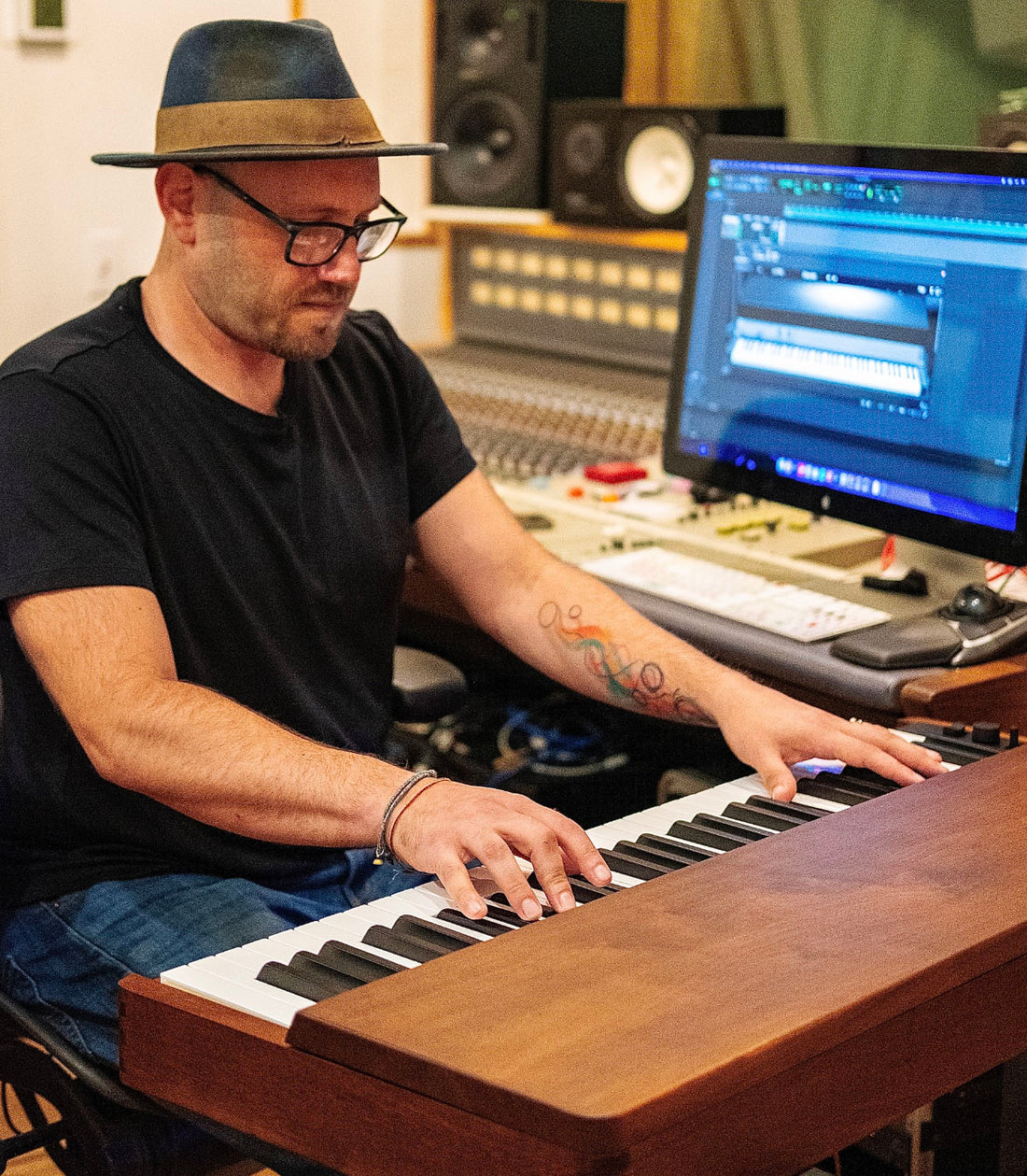 Vidal keyboard being played in a music studio